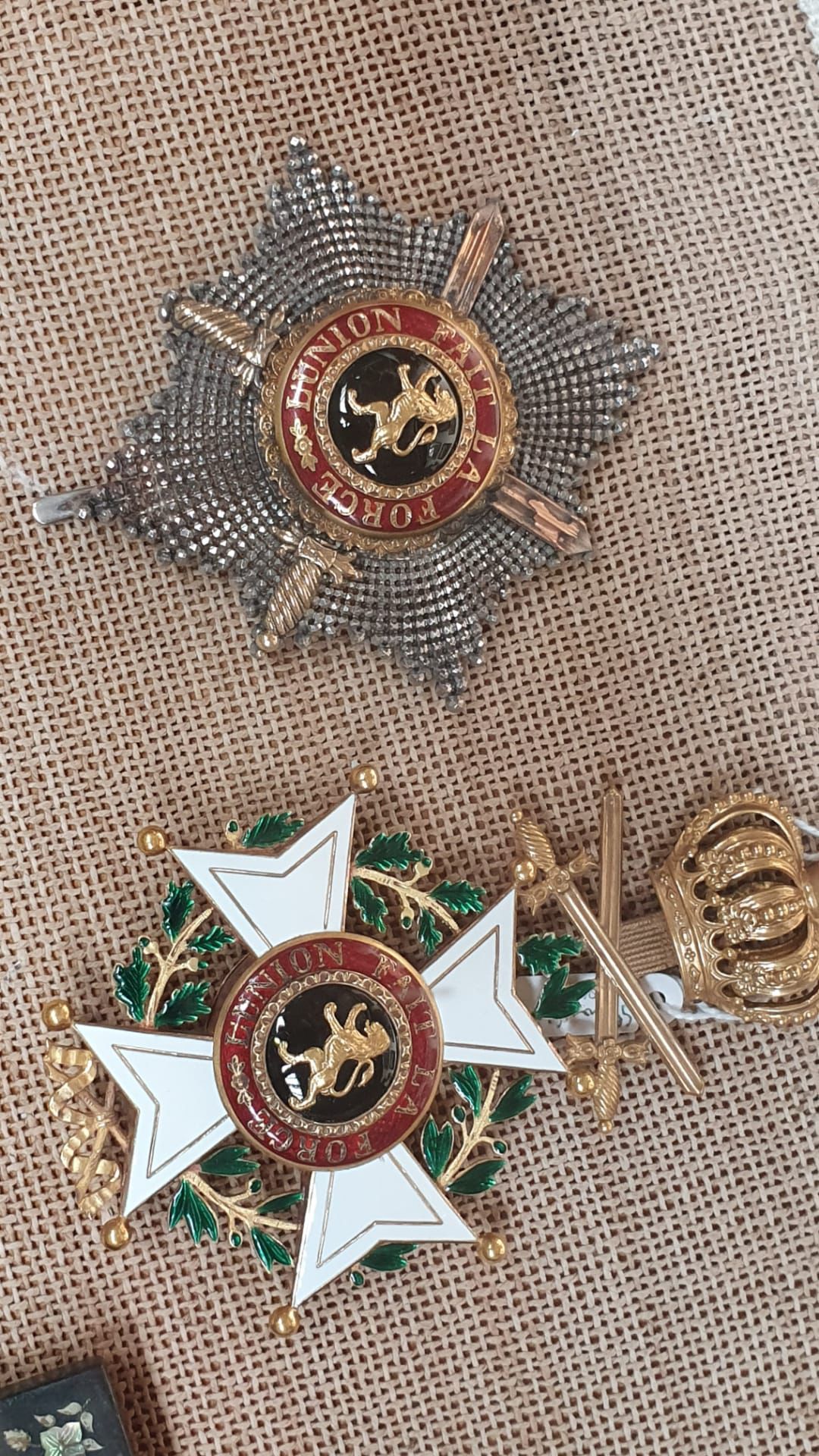 Ordre belge L'Union fait la Force — plaque étoilée et croix émaillée